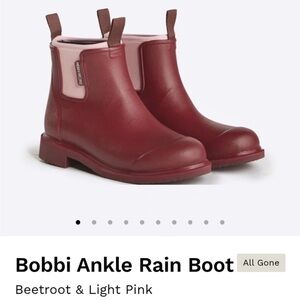 Merry People Bobbi Ankle Rain Boot in Beetroot and Light Pink- RETIRED COLOR